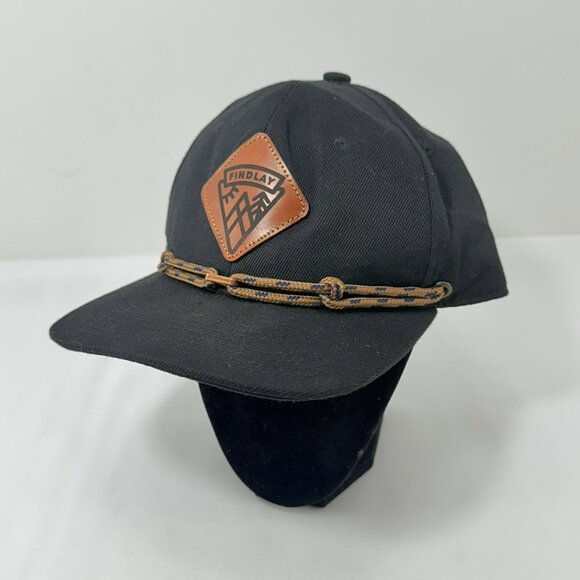 Findlay Snapback Baseball Hat Men Cap Lace Tied Link String Logo Emblem Black - Picture 2 of 12